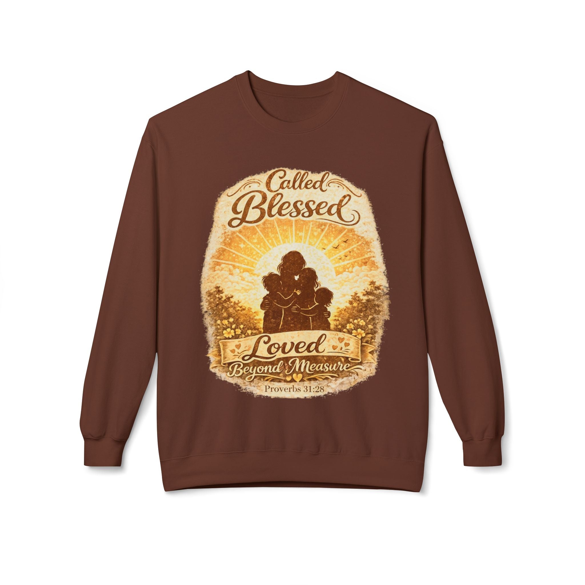 Blessed & Loved Crewneck Sweatshirt — Christian Family Faith Graphic | Mother's day