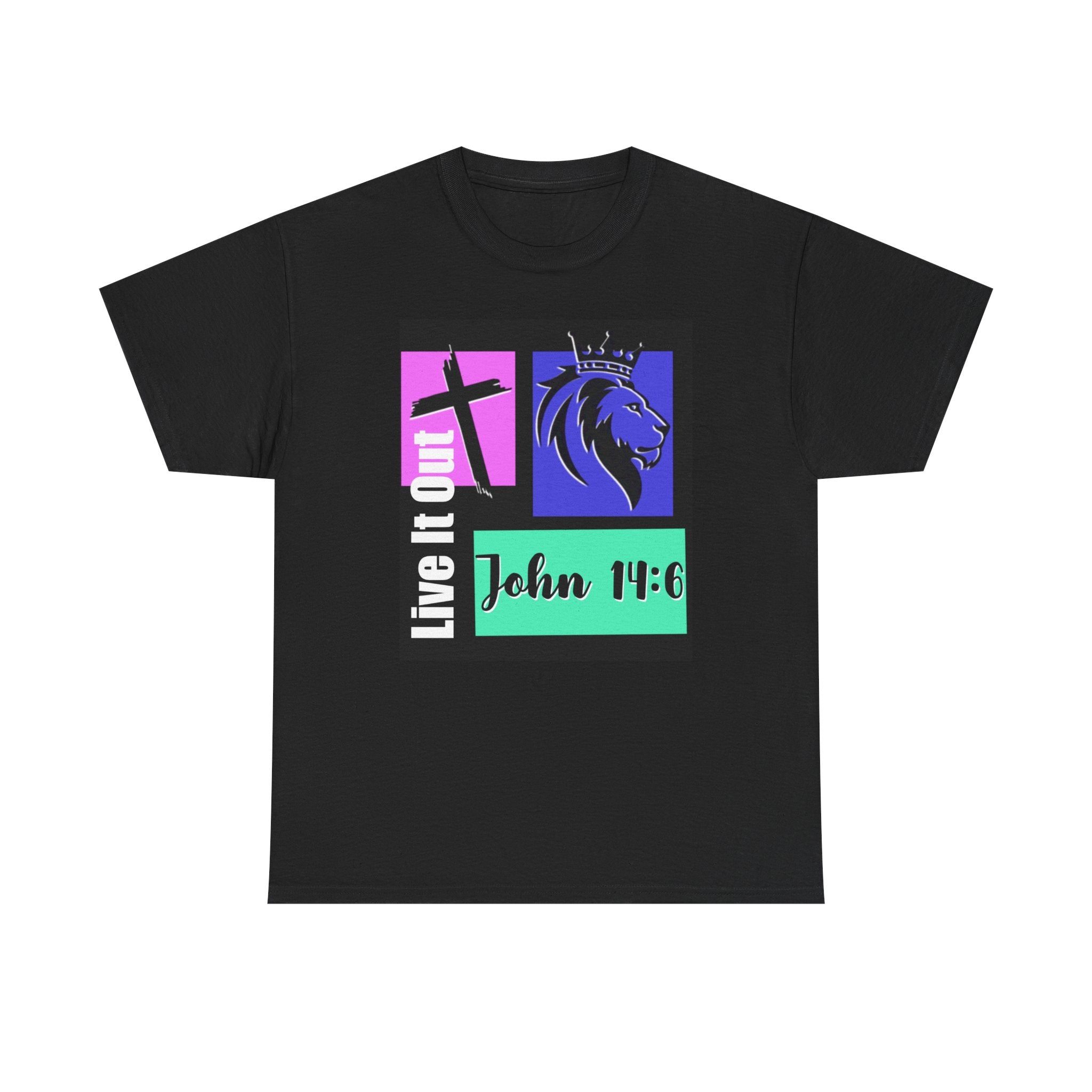Live It Out"  Lion Cross Graphic Tee- John 14:6