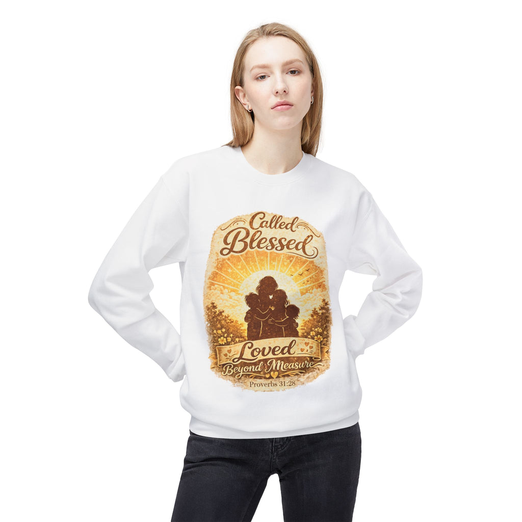 Blessed & Loved Crewneck Sweatshirt — Christian Family Faith Graphic | Mother's day