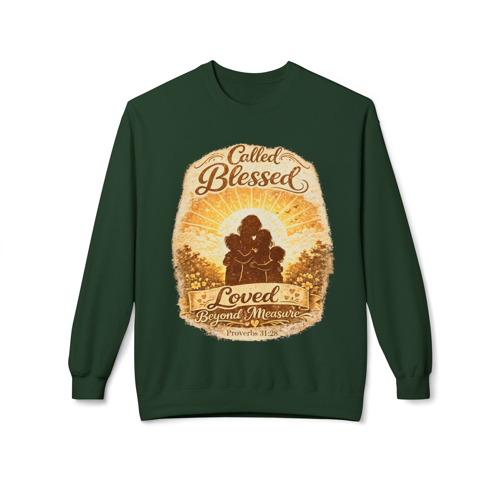 Blessed & Loved Crewneck Sweatshirt — Christian Family Faith Graphic | Mother's day