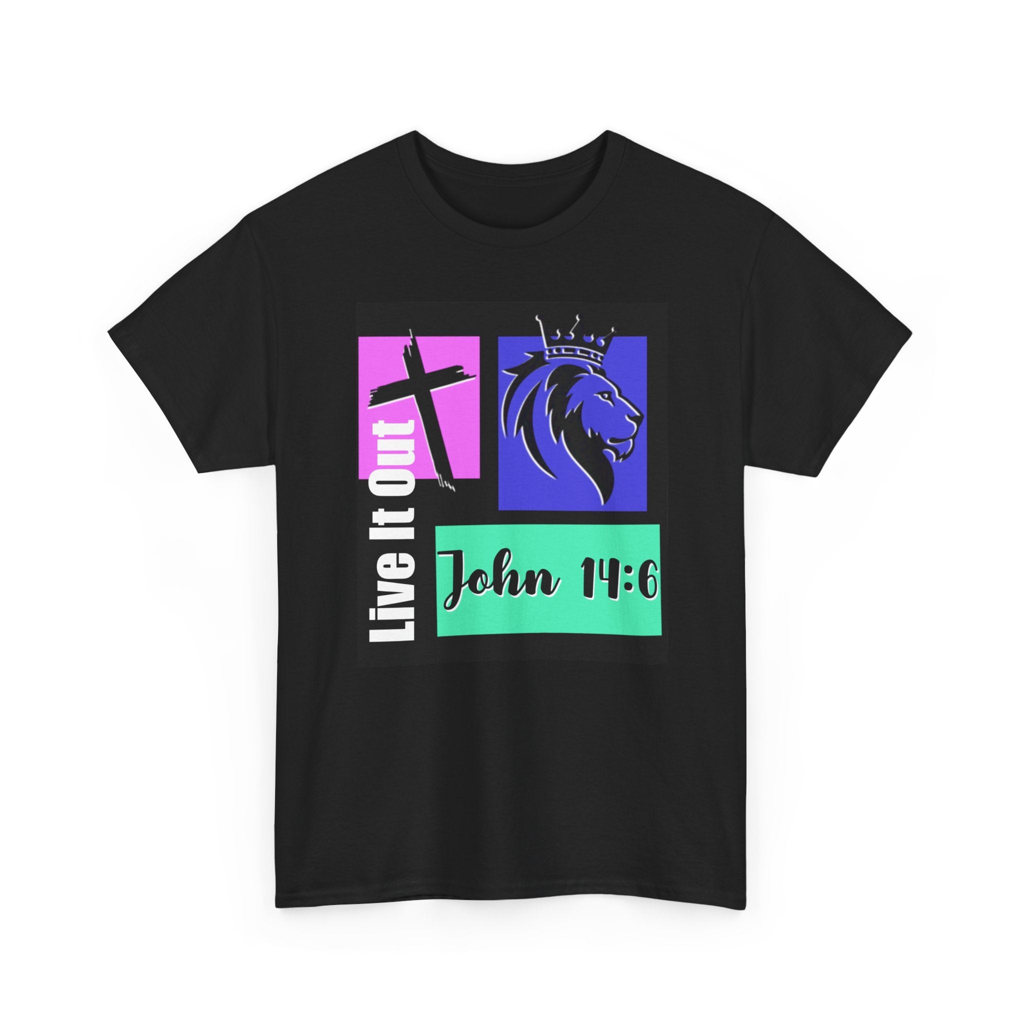 Live It Out"  Lion Cross Graphic Tee- John 14:6
