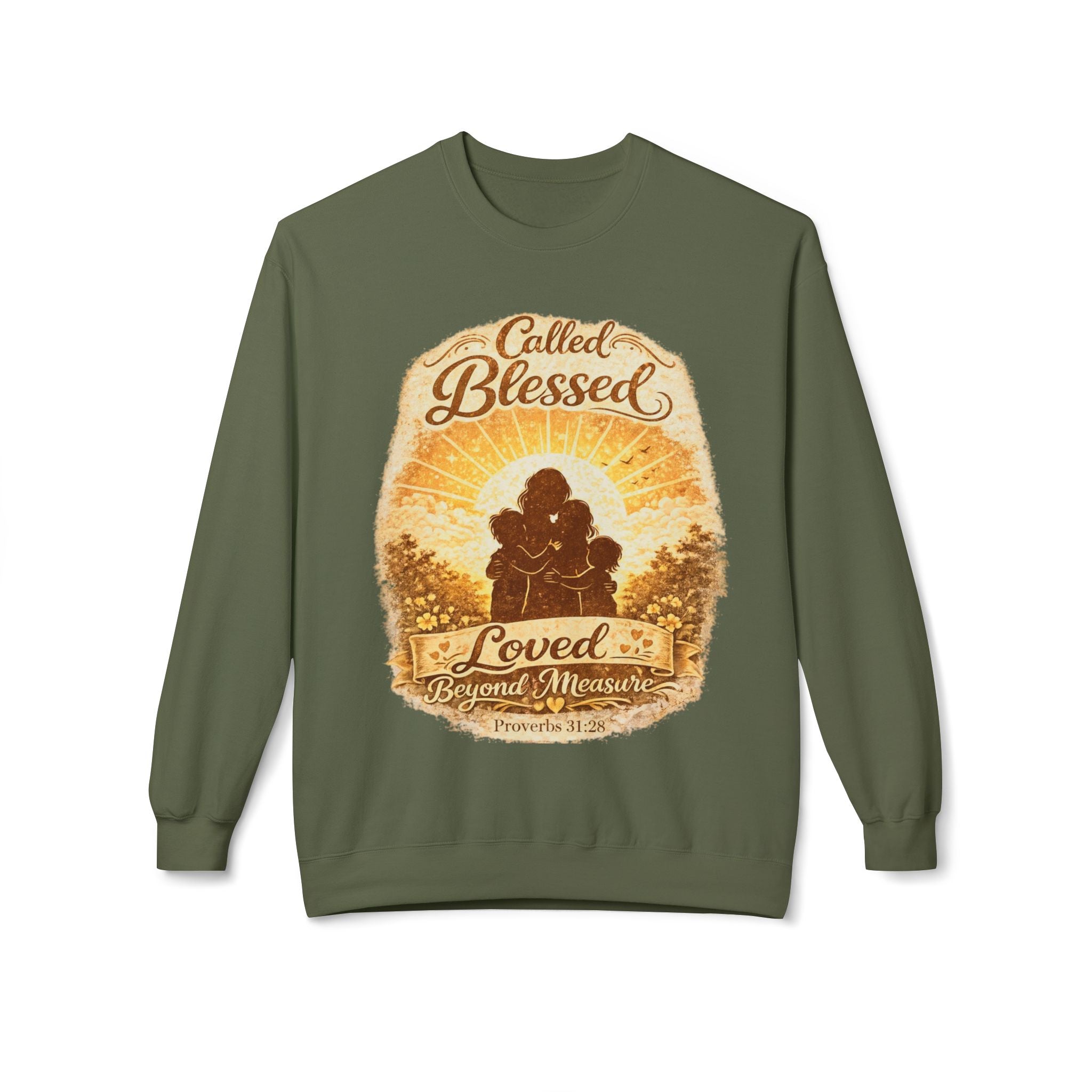 Blessed & Loved Crewneck Sweatshirt — Christian Family Faith Graphic | Mother's day