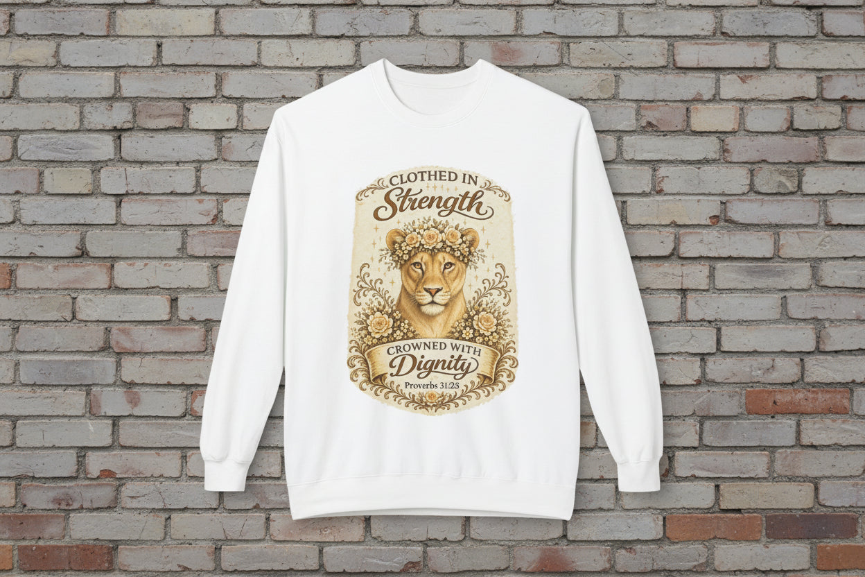 Lioness Strength Crewneck Sweatshirt — "Clothed in Strength, Crowned with Dignity"| Mother's day