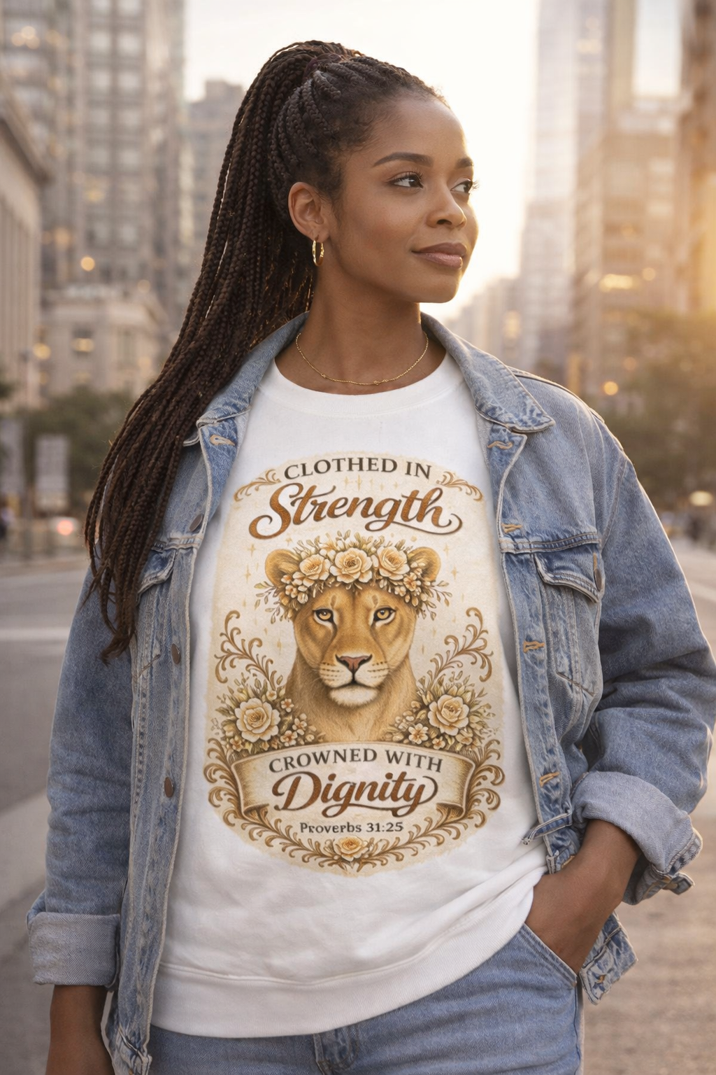 Lioness Strength Crewneck Sweatshirt — "Clothed in Strength, Crowned with Dignity"| Mother's day