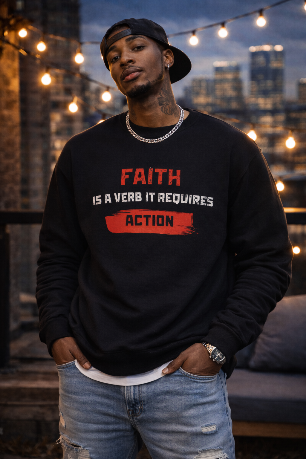 Faith Is a Verb It Requires Action Sweatshirt