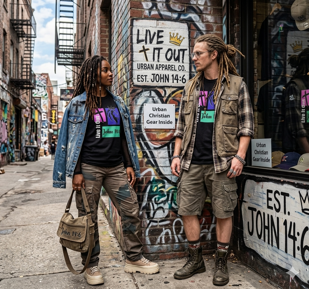 Live It Out"  Lion Cross Graphic Tee- John 14:6
